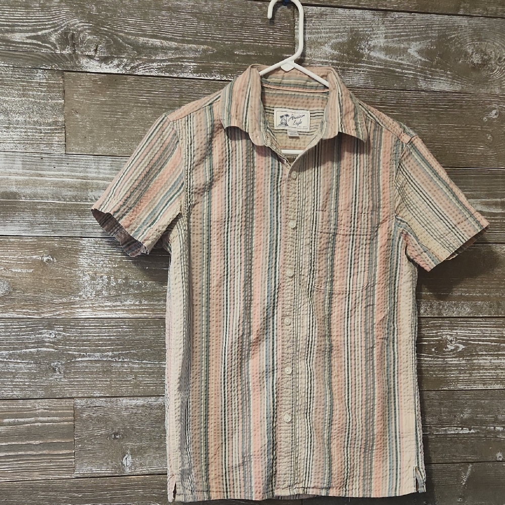 American Eagle Outfitters Multicolor Striped Button-Down short sleeve Shirt  XS